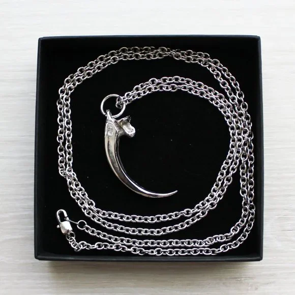 NEW Moon Raven Eagle Talon Claw Solid Stainless Steel Pendant Necklace 32" - Picture 4 of 11